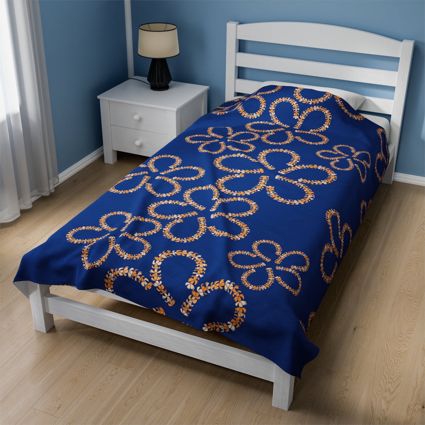 Puakenikeni Lei Flower Velveteen Plush Blanket