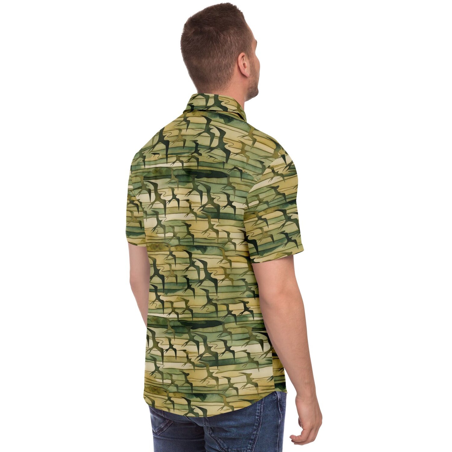 Iwa Over the Ocean - Camo Watercolor - Aloha Shirt