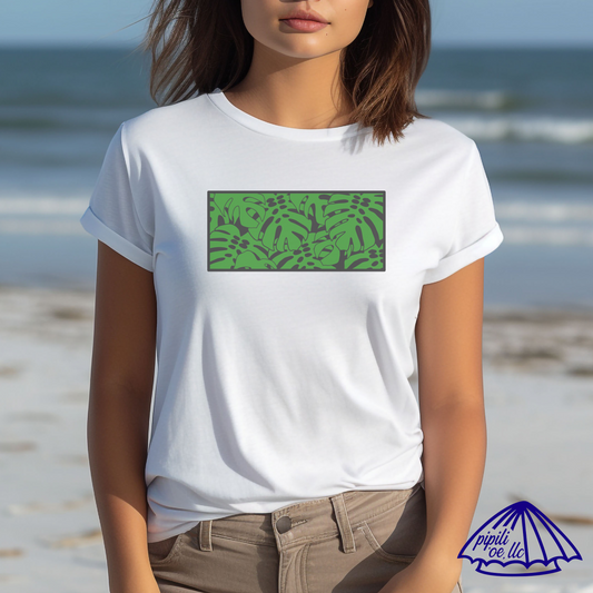 Monstera Leaf T-Shirt - Block Print Inspired